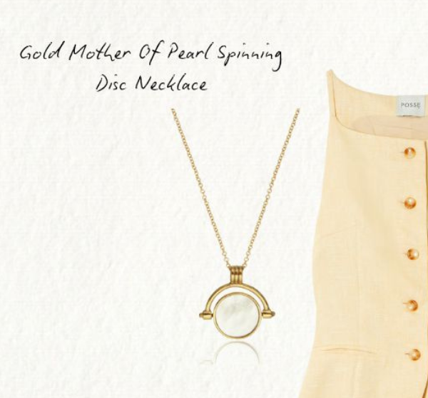 Gold Mother of Pearl Spinning Disc Necklace