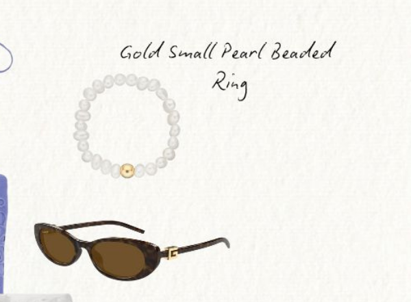 Gold Small Pearl Beaded Ring