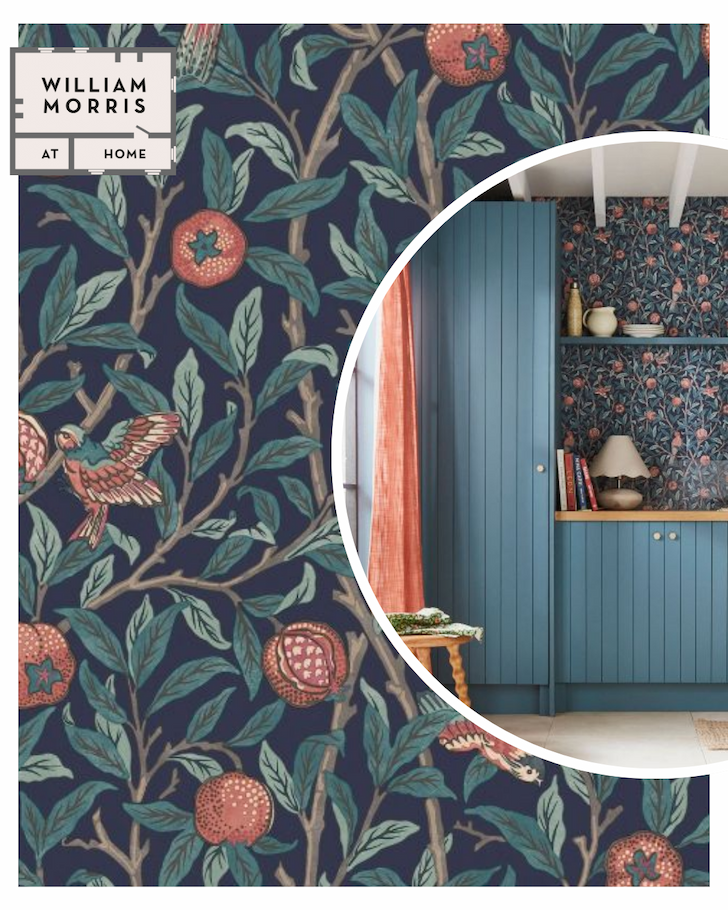 William Morris At Home Bird & Pomegranate Wallpaper Navy Blue 124259