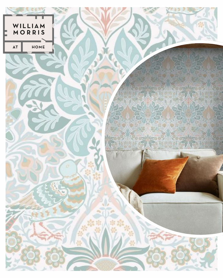 William Morris At Home Dove & Rose Wallpaper Haze 140479