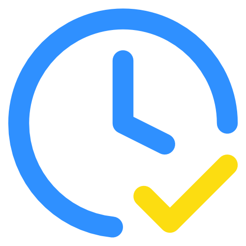 Clock icon showing less time spent waiting.