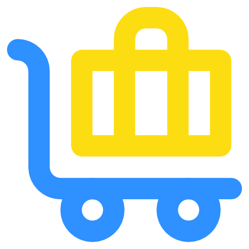 Luggage trolley showing space for passengers and bags.