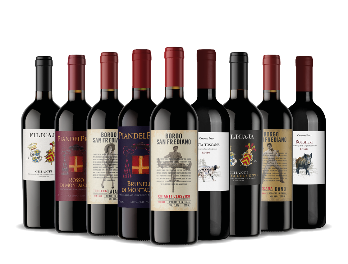 Scopri i vini rossi toscani, 9 bottiglie