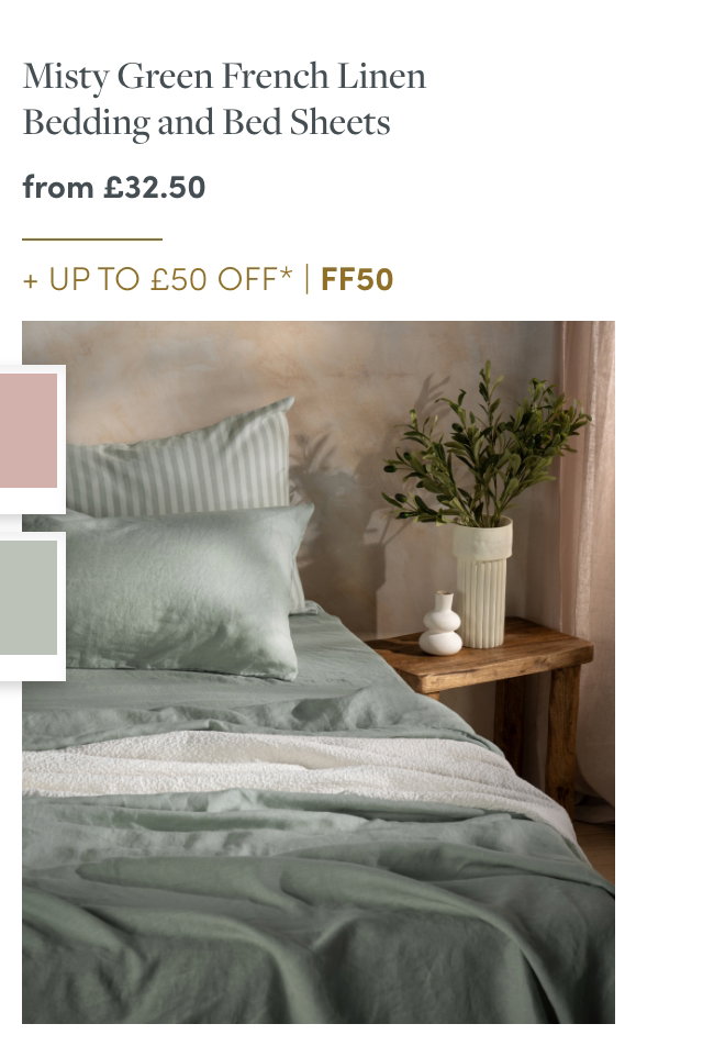 Misty Green French Linen Bedding and Bed Sheets