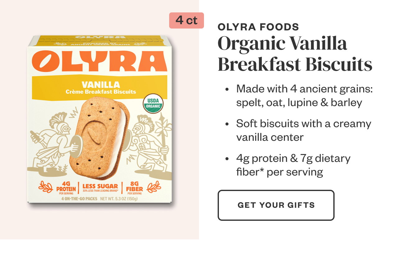 Olyra Foods Organic Vanilla Breakfast Biscuits. Get Your Gifts.
