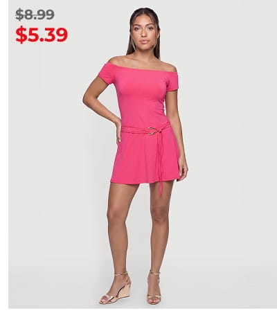 Shop Short Sleeve Belted Front Mini Dress