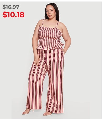 Shop Plus Size High Waisted Striped Palazzo Pants