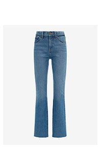 High Waisted Medium Wash Vent Raw Hem '90s Bootcut Jeans