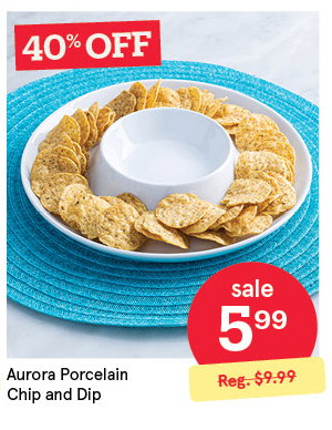 KSP AURORA PORCELAIN CHIP AND DIP 25.5 CM DIA. WHITE