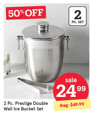 KSP PRESTIGE DOUBLE WALL ICE BUCKET W/TONGS 2L / 2 QT. ST/STEEL