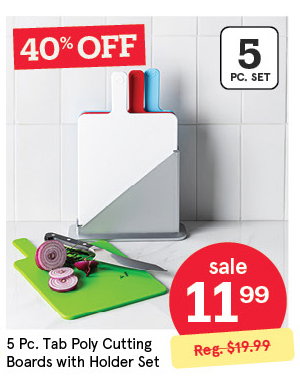 KSP TAB POLY CUTTING BOARDS W/HOLDER SET/5 32 CM X 19.5 CM MULTI COLOUR