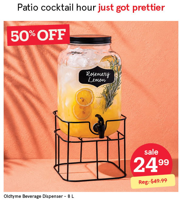 KSP OLDTYME BEVERAGE DISPENSER W/STAND "CHALKBOARD" 8 L CLEAR/BLACK