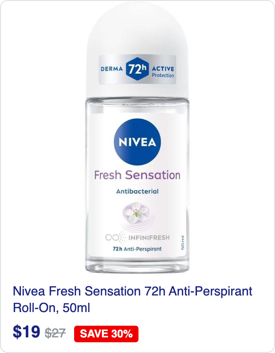 Nivea Fresh Sensation 72h Anti-Perspirant Roll-On, 50ml