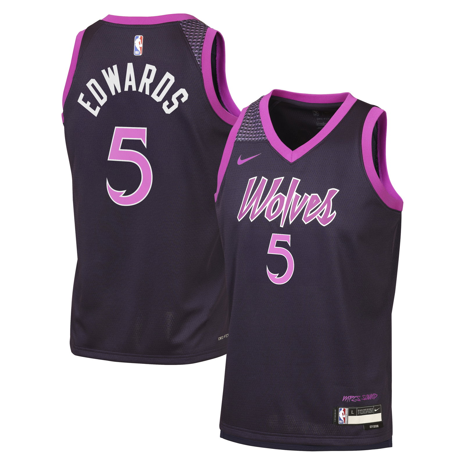 Minnesota Timberwolves Nike 2025/26 City Edition Swingman Jersey - Black - Anthony Edwards - Youth