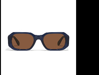 Image of wide purple framed sunglasses with brown lenses