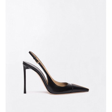 SHINY LEATHER THEA SLINGBACK: BLACK