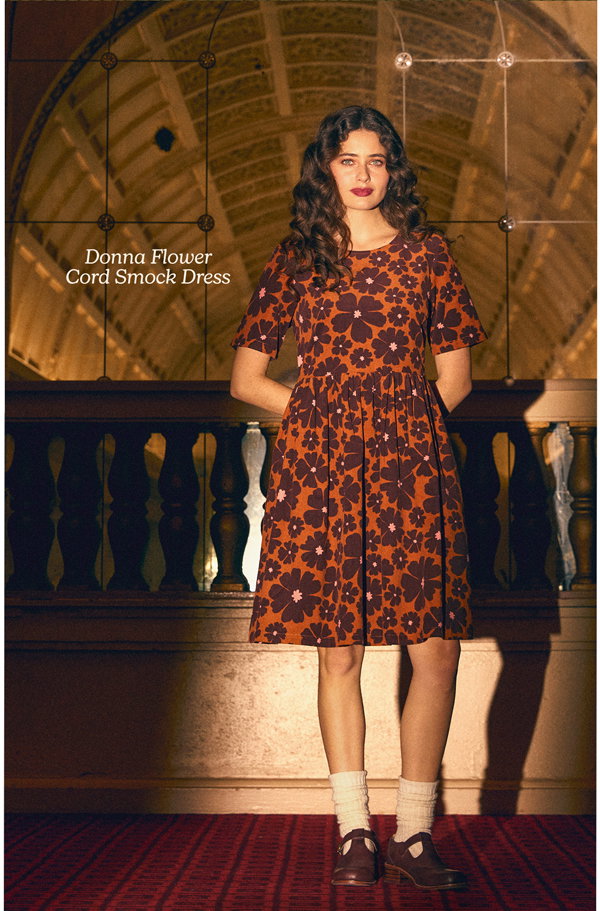 Donna Flower Cord Smock Dress