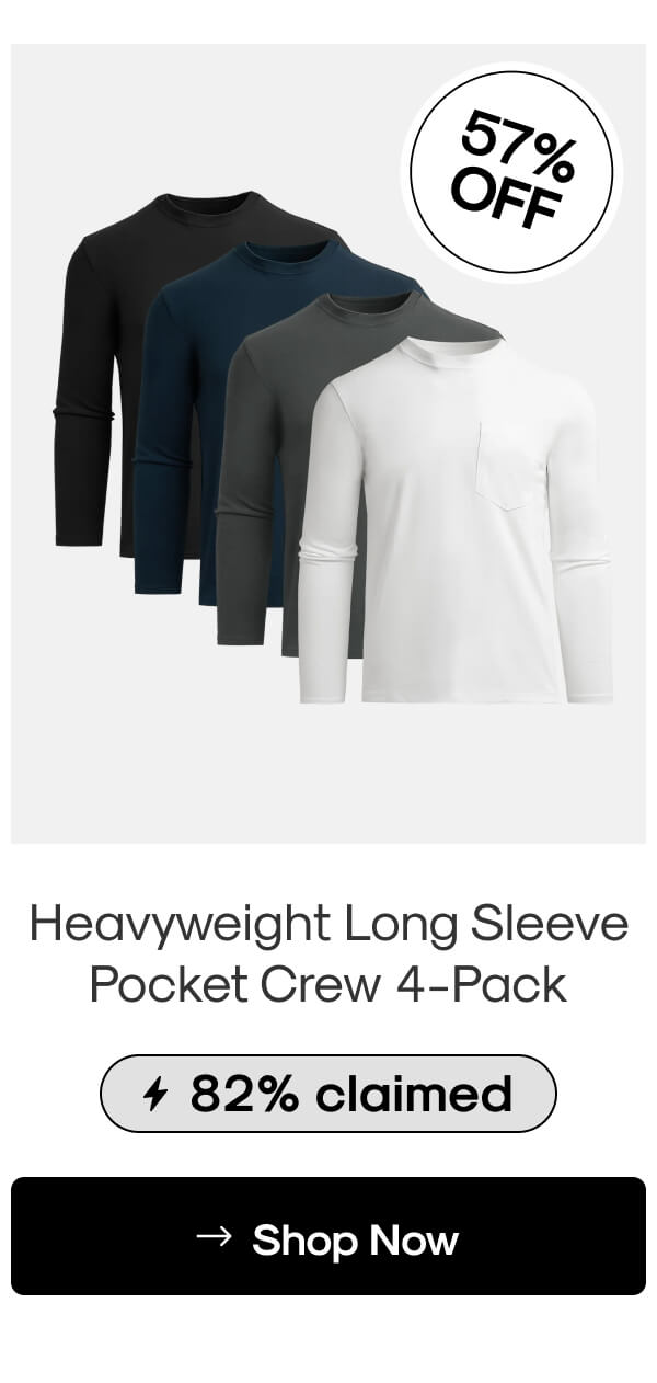 Heavyweight Long Sleeve Pocket Crew 4-Pack