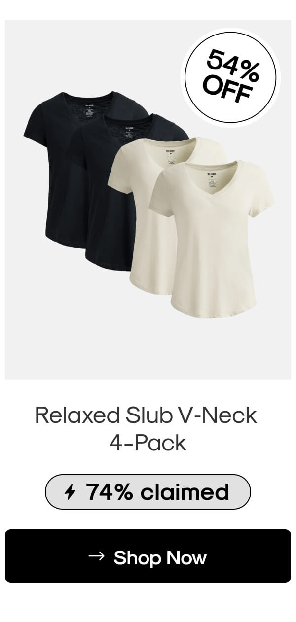 Relaxed Slub V‑Neck 4-Pack