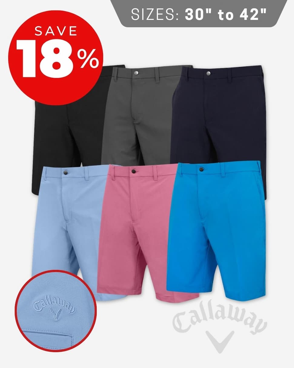 Callaway Mens Chev Tech ll Light Active Stretch Waistband Golf Shorts