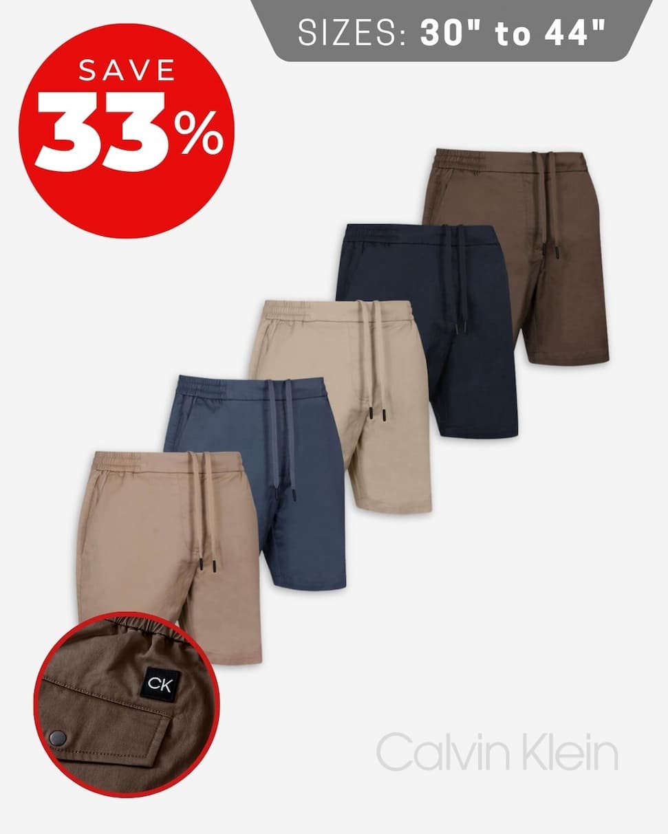 Calvin Klein Mens 2026 CK Comfy Hybrid Stretch Cotton Golf Shorts
