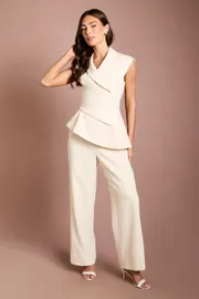 Asymmetrical Peplum Detail Sleeveless Jumpsuit