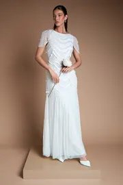 Cape Shoulder Embellished Wedding Dress