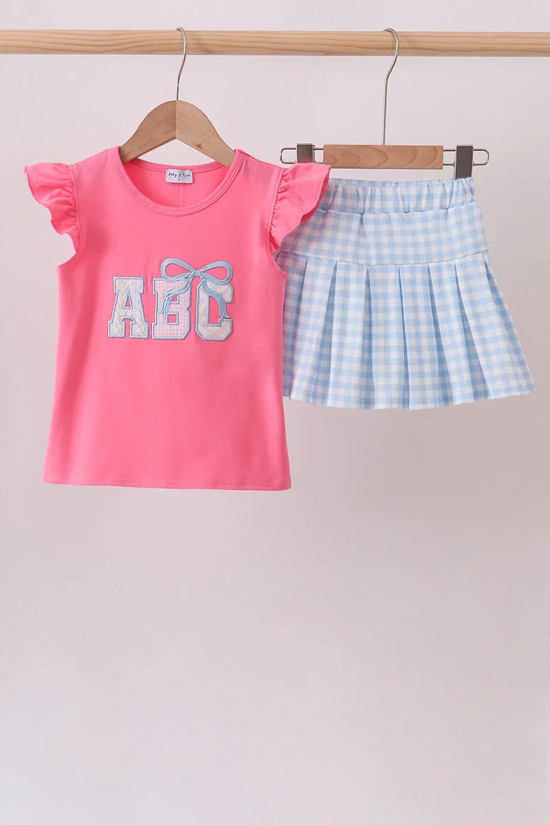 Image of Pink ABC Appliqué Skorts Set