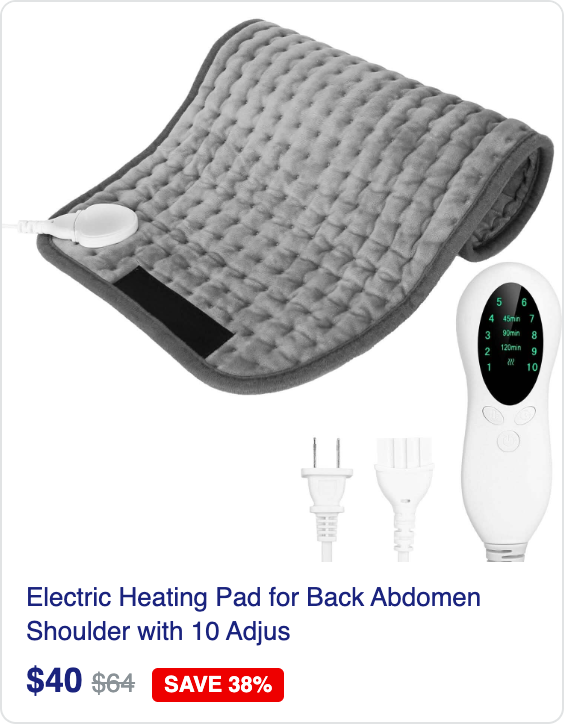 Electric Heating Pad for Back Abdomen Shoulder with 10 Adjustable Temperature Smart Timer Setting