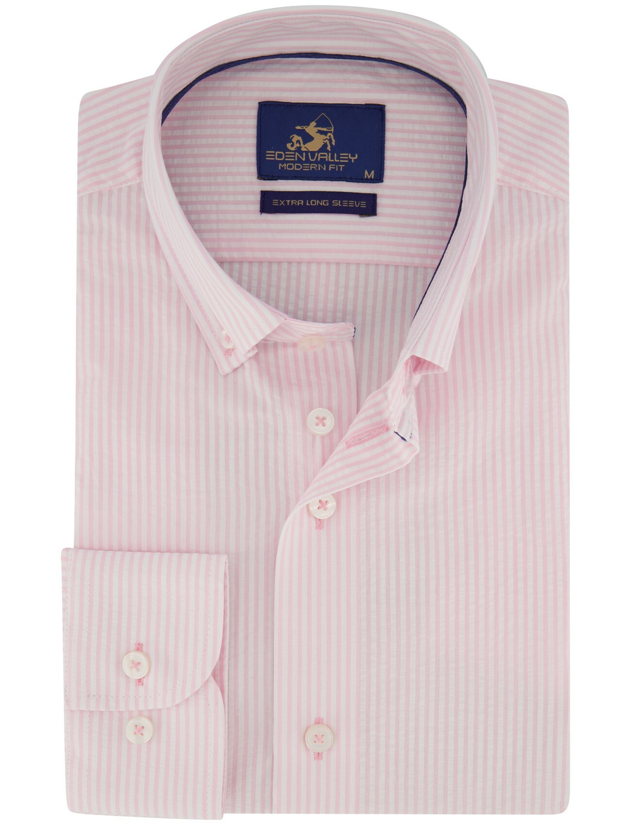 Roze overhemd witte knopen modern fit Eden Valley mouwlengt 7