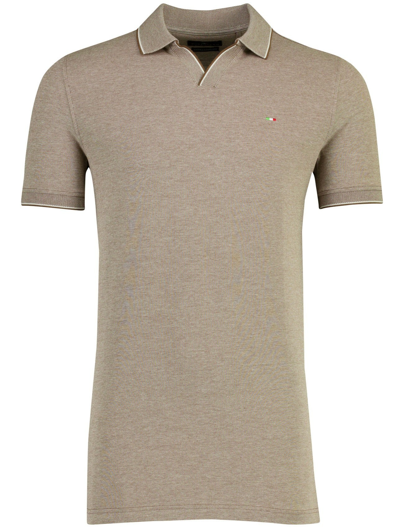 Polo Portofino bruin normale fit v-hals extra lang