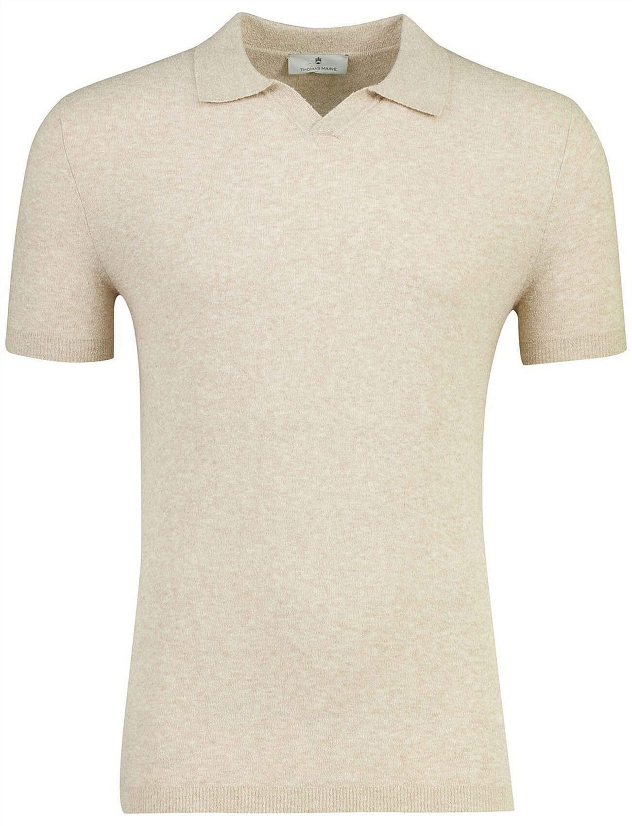 Korte mouw polo Thomas Maine beige regular fit