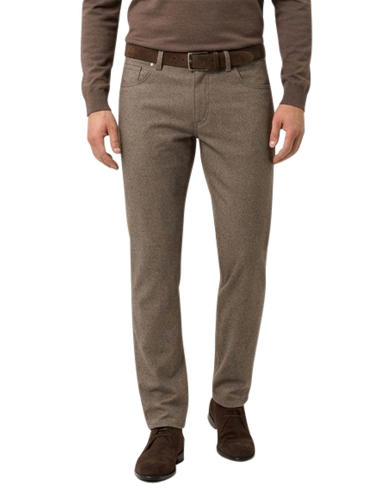 Brax 5-pocket bruin Chuck modern fit katoen gemeleerd