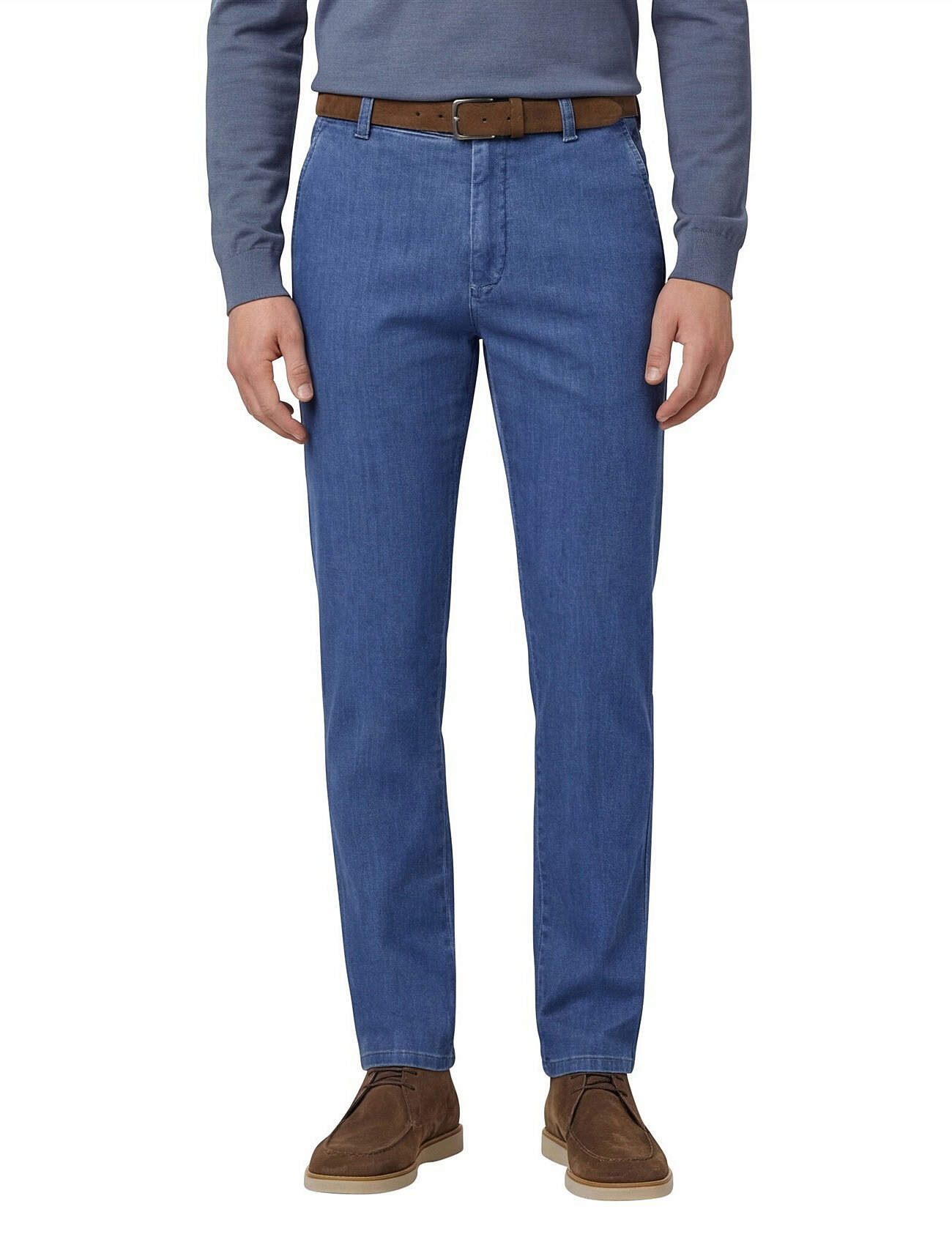 Meyer bonn pantalon demin blauw effen normale fit