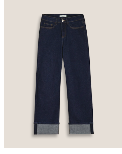 Helen Organic Cotton Stretch Turn Up Jeans in Dark Denim