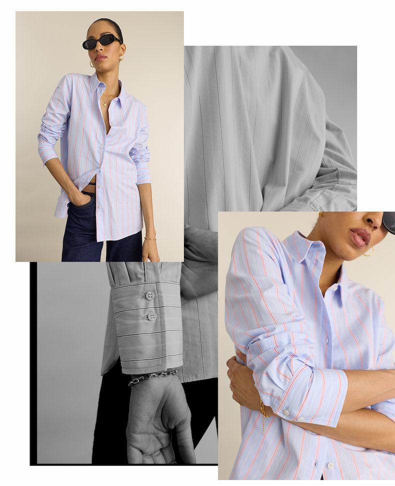 Rishma Shirt in Blue and Pink Stripes