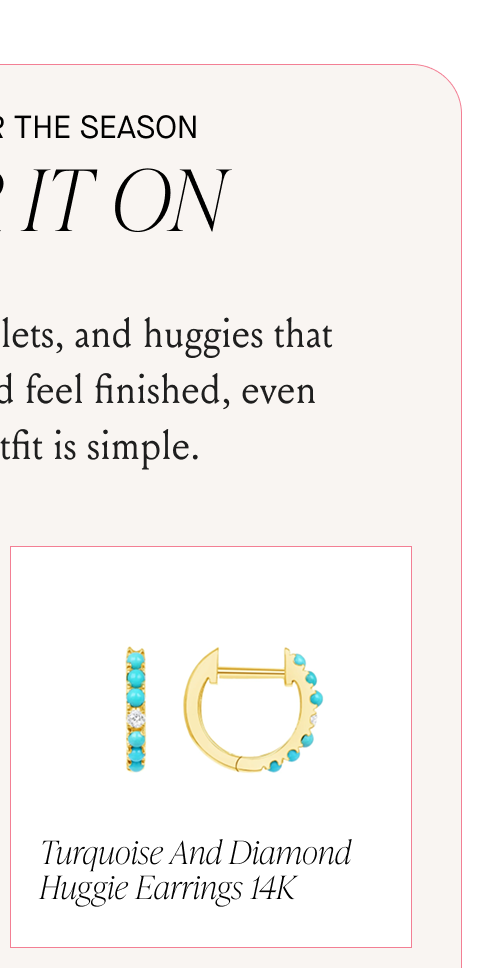 Turquoise and Diamond Huggie Earrings 14K