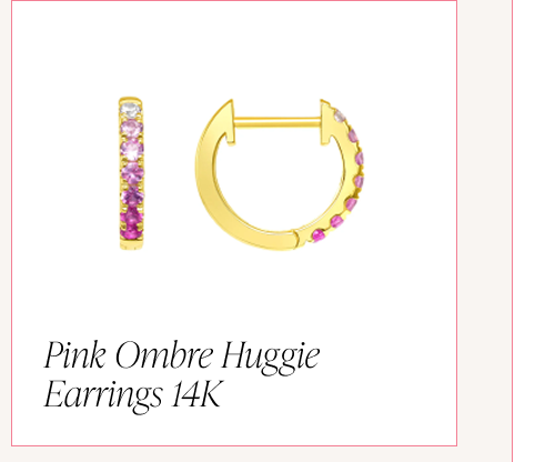 Pink Ombre Huggie Earrings 14K