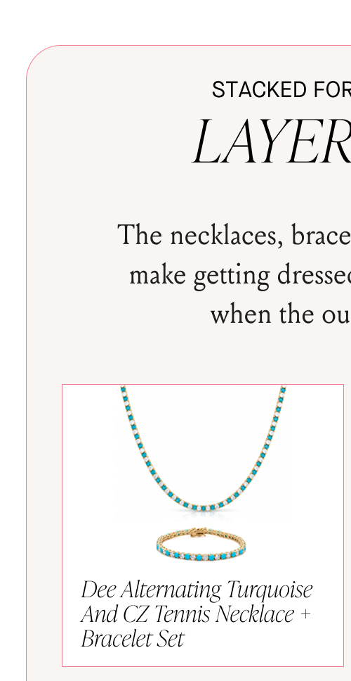 Dee Alternating Turquoise and CZ Tennis Necklace + Bracelet Set