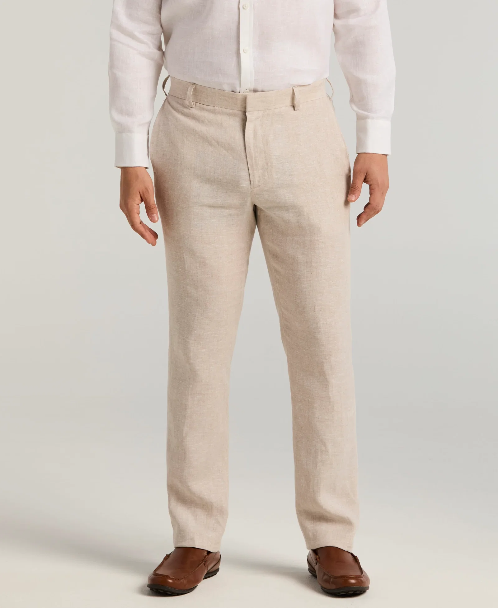 Image of Flat Front Delave Linen  Pants