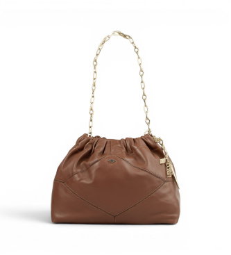 Bolso de mano June de cuero marrón