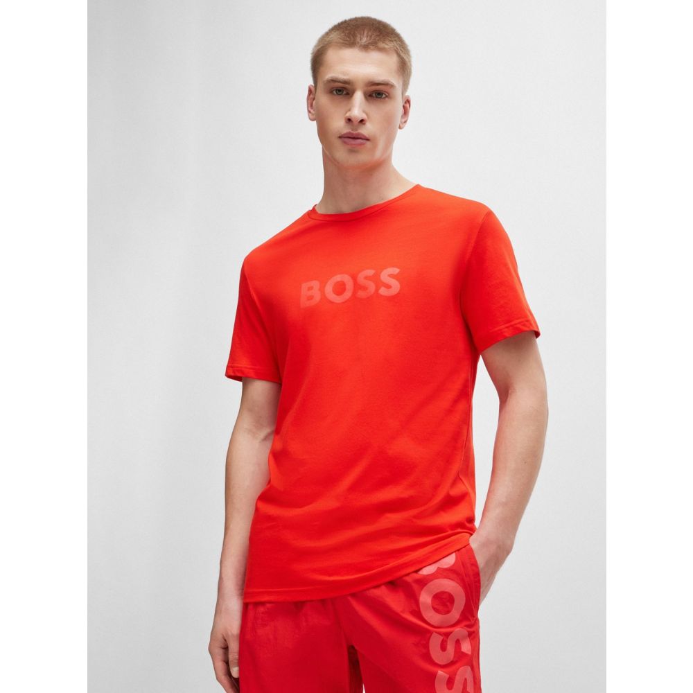 Image of BOSS Bright Red Logo Print T-Shirt