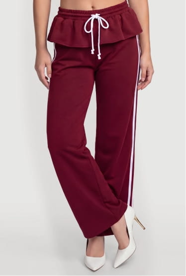 Shop Peplum Detail Varsity Stripe Wide Leg Pants