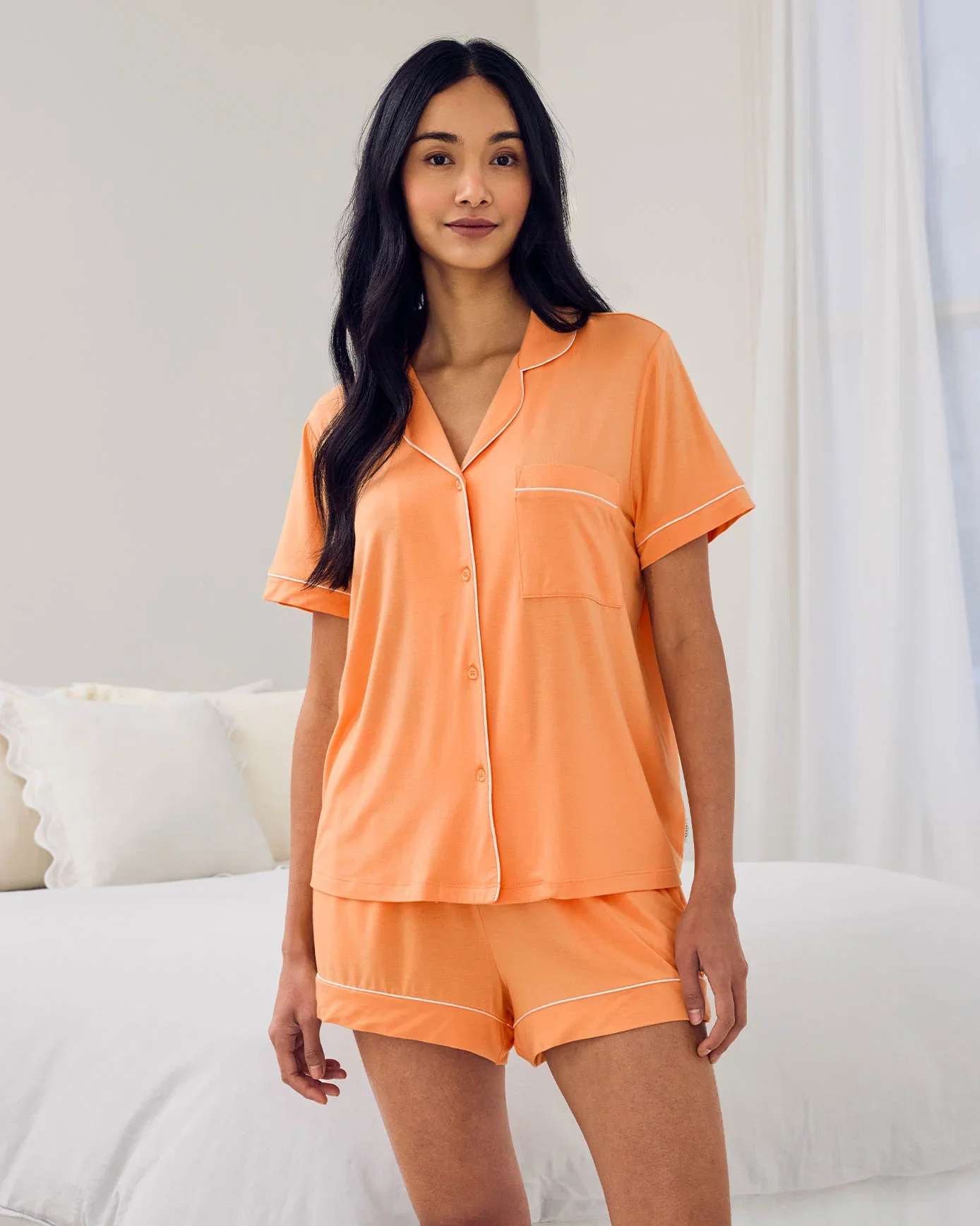 Image of TENCEL™ Modal Button Up Short Pyjama Set - Orange