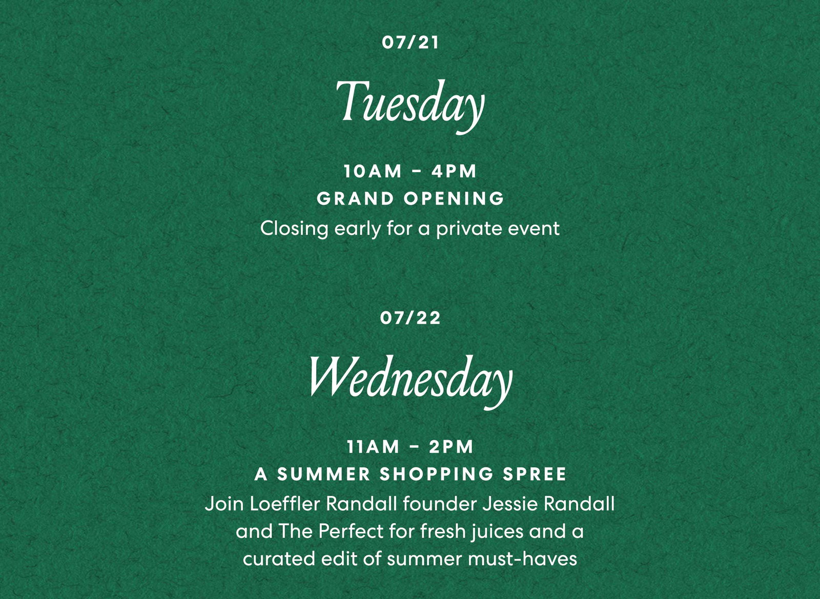 Open 7/21-7/28