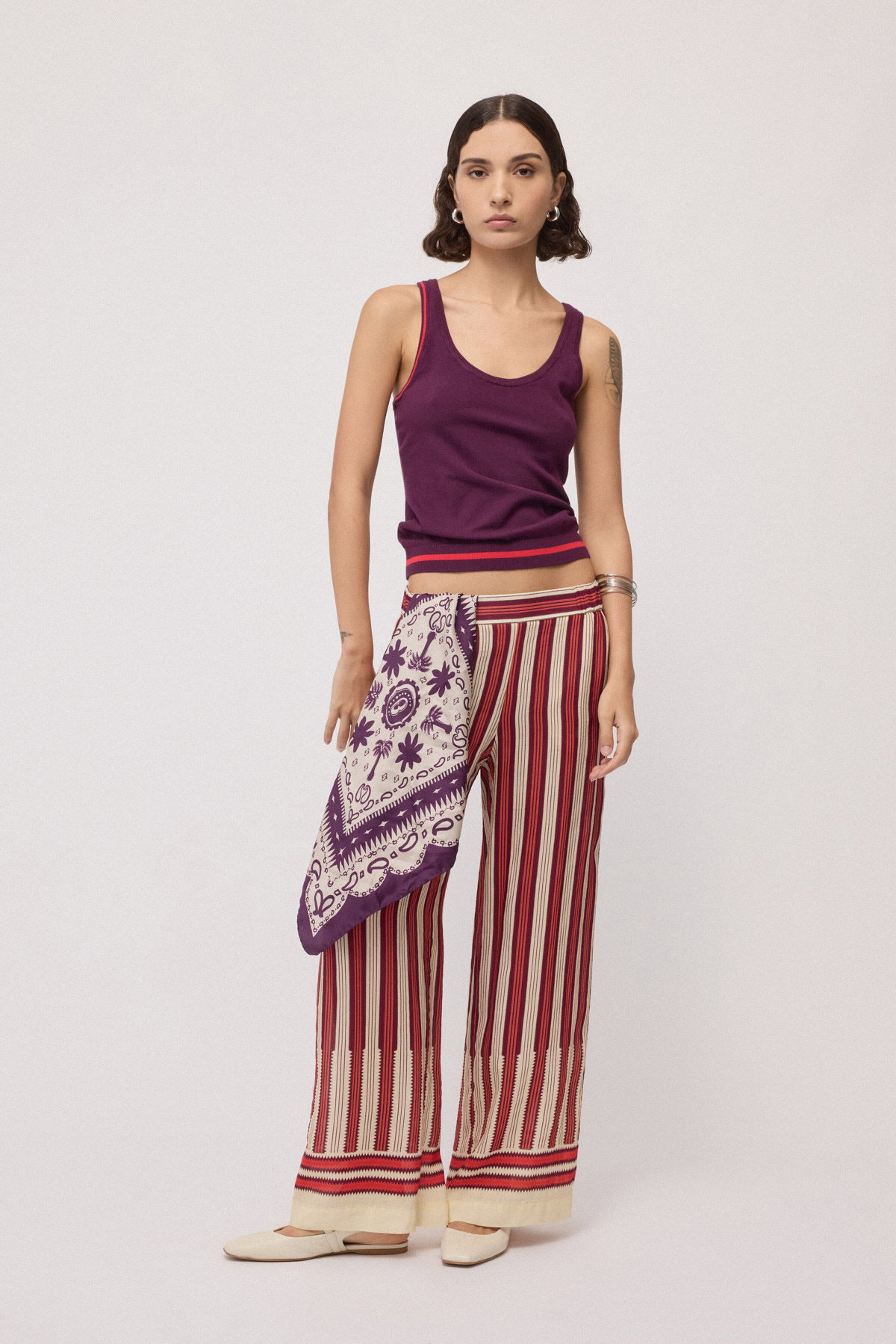 Pantaloni ampi in misto lino