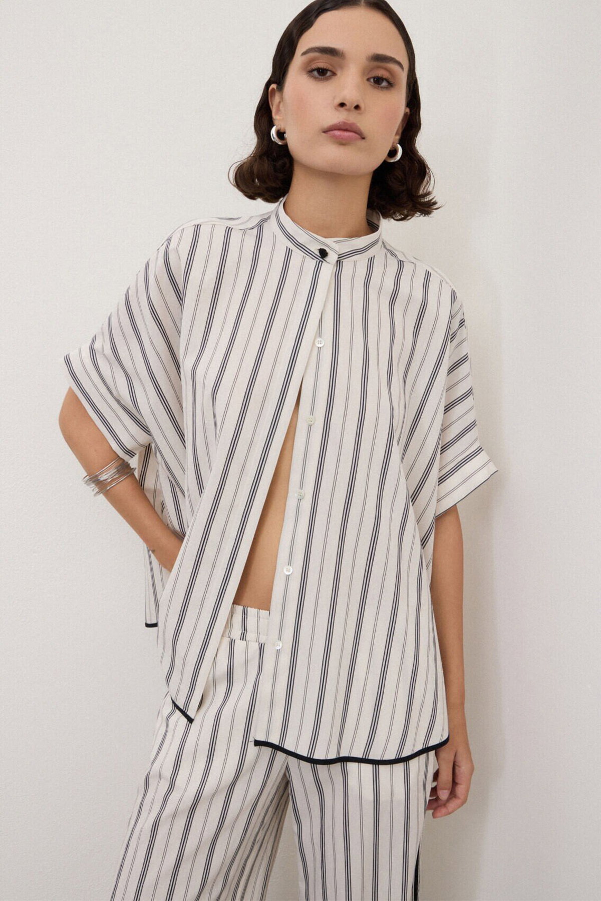 Camicia a righe in viscosa
