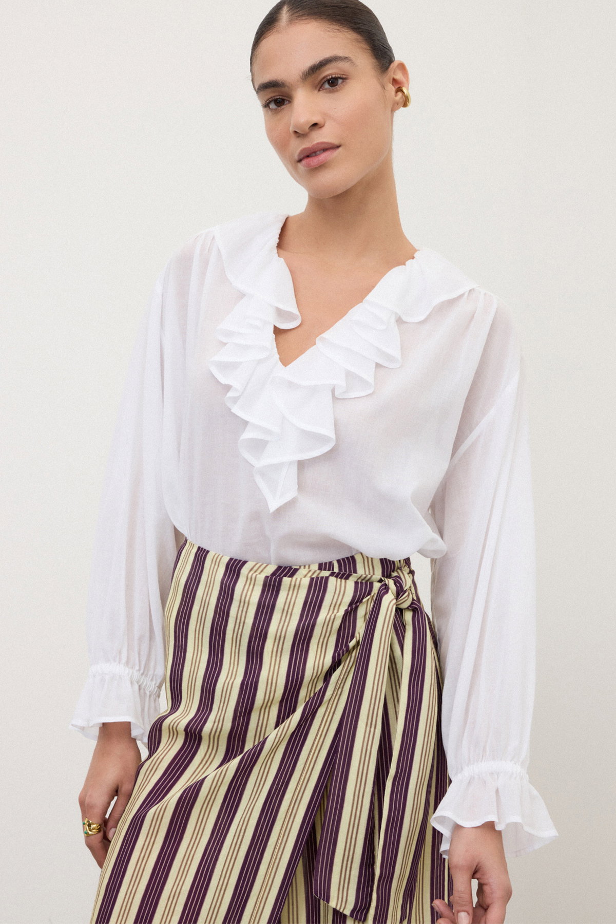 Camicia in cotone con volant