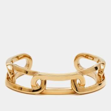 Chain Link Gold Tone Cuff Brac