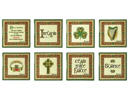 Image of Cork-Backed Ceramic Irish Coasters